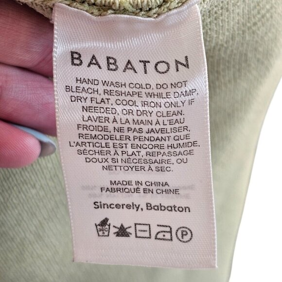 Babaton Aritzia Ribbed Sculpt Knit Green Cropped Top Sz M - Picture 5 of 6